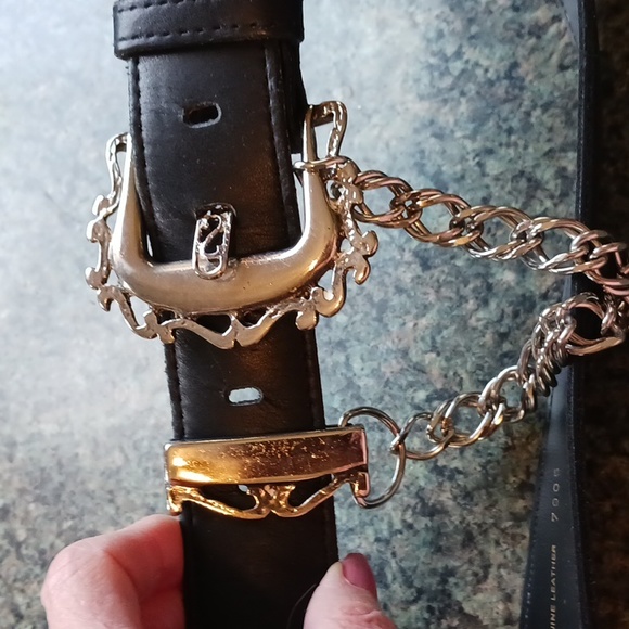 Womans Black Leather Belt M - Picture 4 of 4